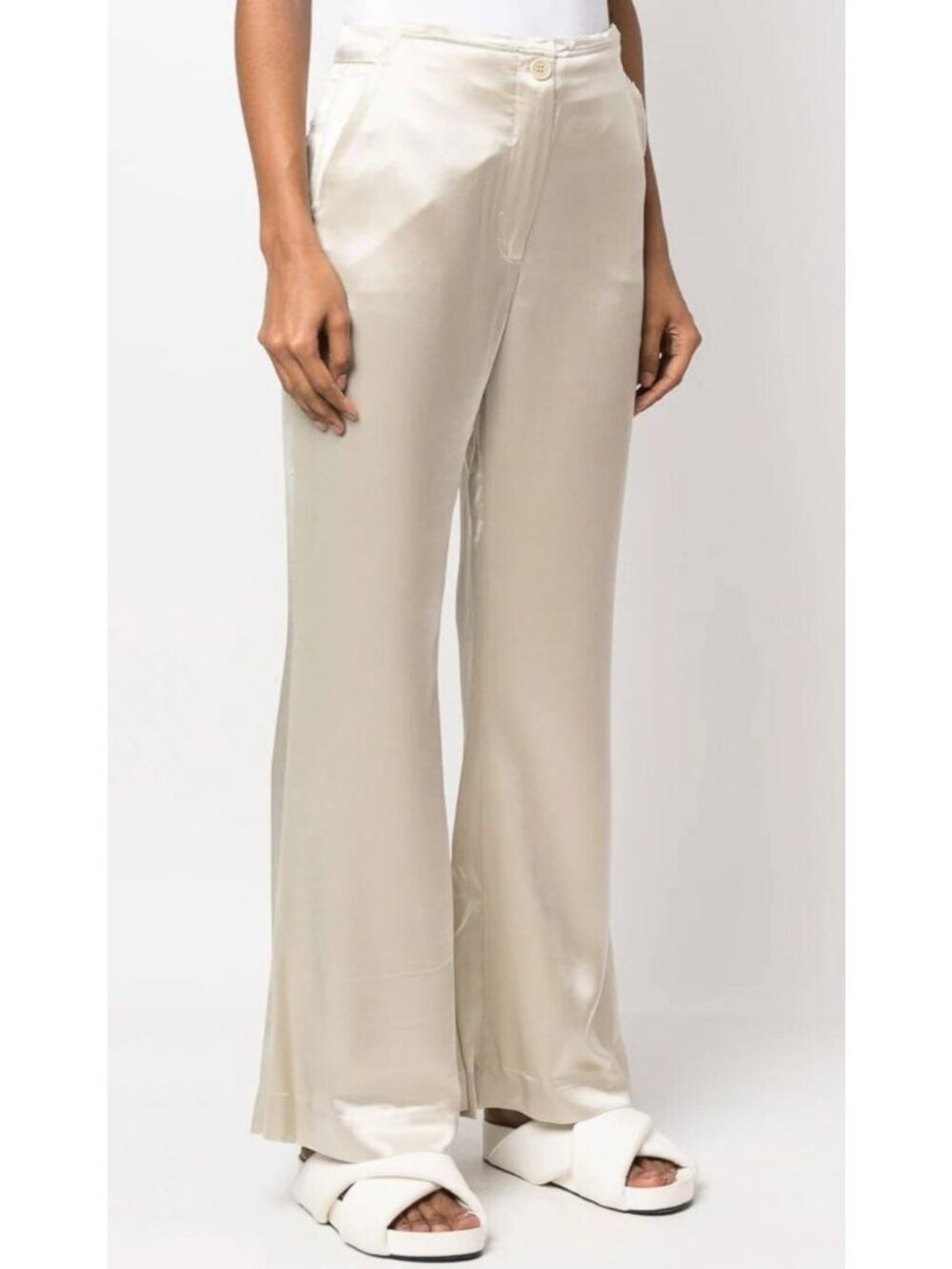 by Malene Birger Amores Wide Leg Satin Pants Trousers Sand Size 40 / Large
